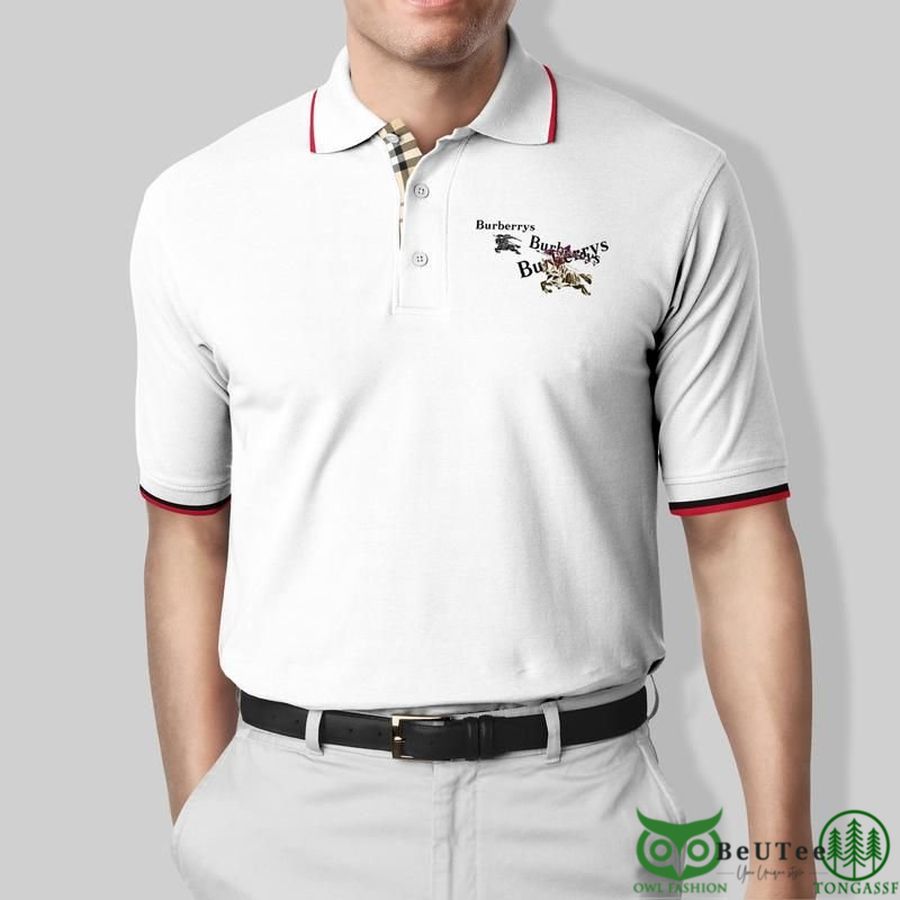 10 Limited Edition Burberry with Logo White Polo Shirt