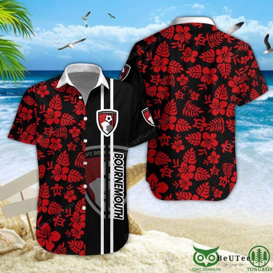 58 A.F.C. Bournemouth Red Black Hawaiian Shirt Short