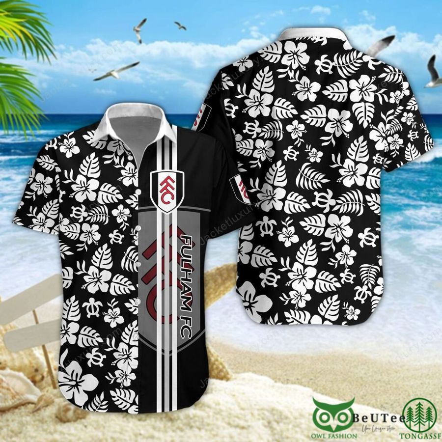 70 Fulham Black White Hawaiian Shirt Short
