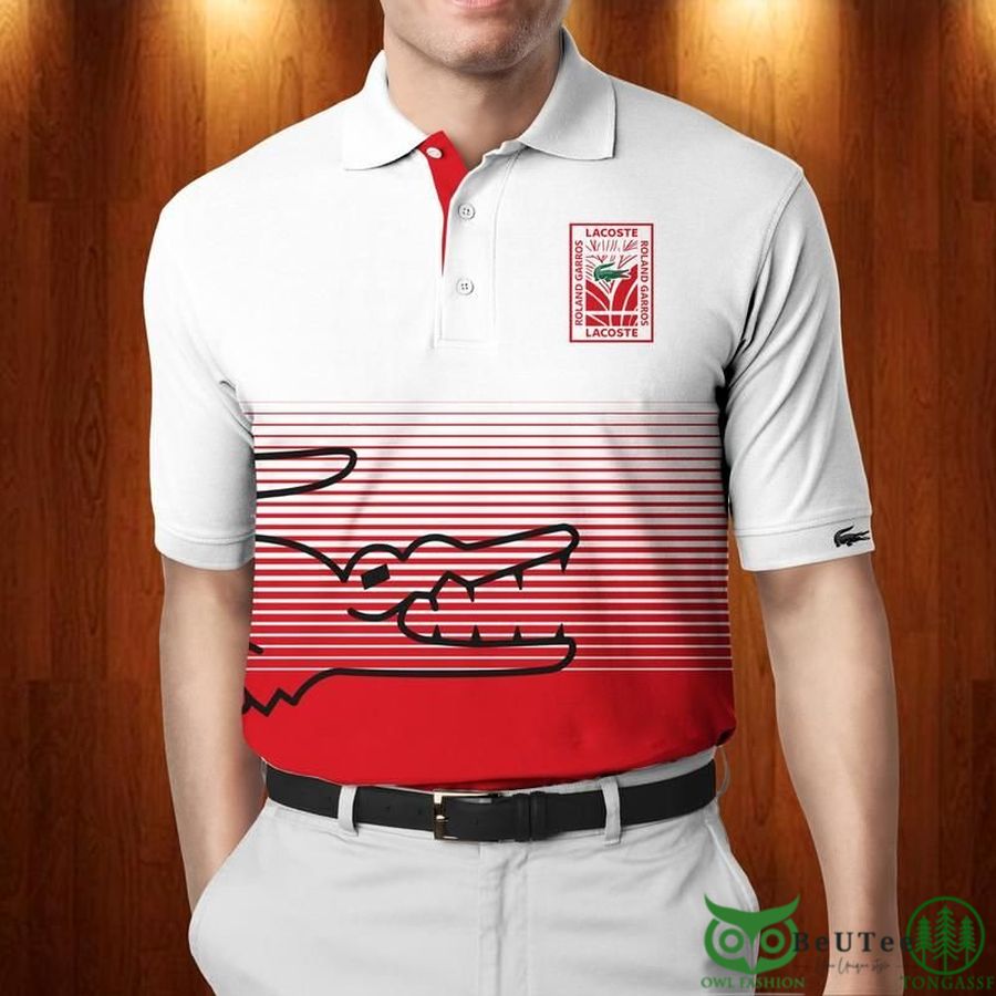 Limited Edition Lacoste Big Logo Red and White Polo Shirt -