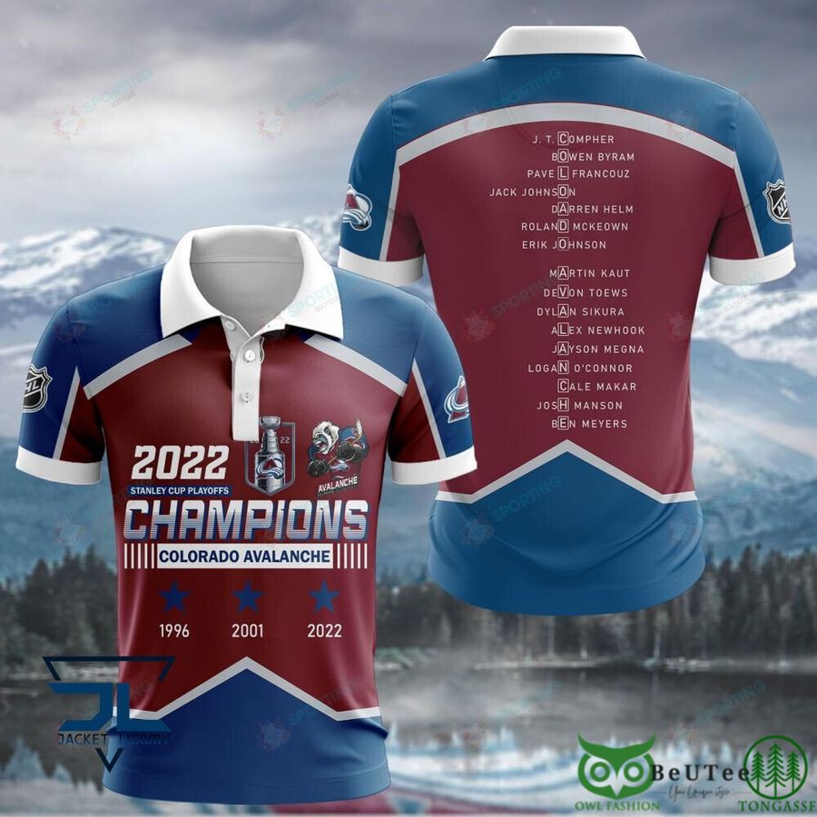 108 Colorado Avalanche NHL List Champions AOP Polo Shirt