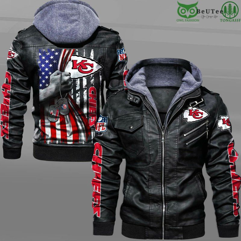 Kansas City Chiefs American Flag Veteran National Football League NFL 2D Leather Jacket