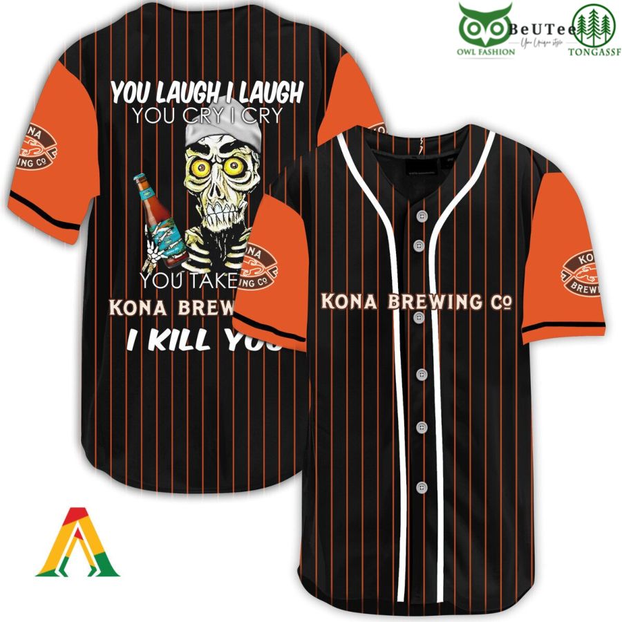 Laugh Cry Take My Kona Brewing I Kill You Halloween Baseball Jersey Shirt