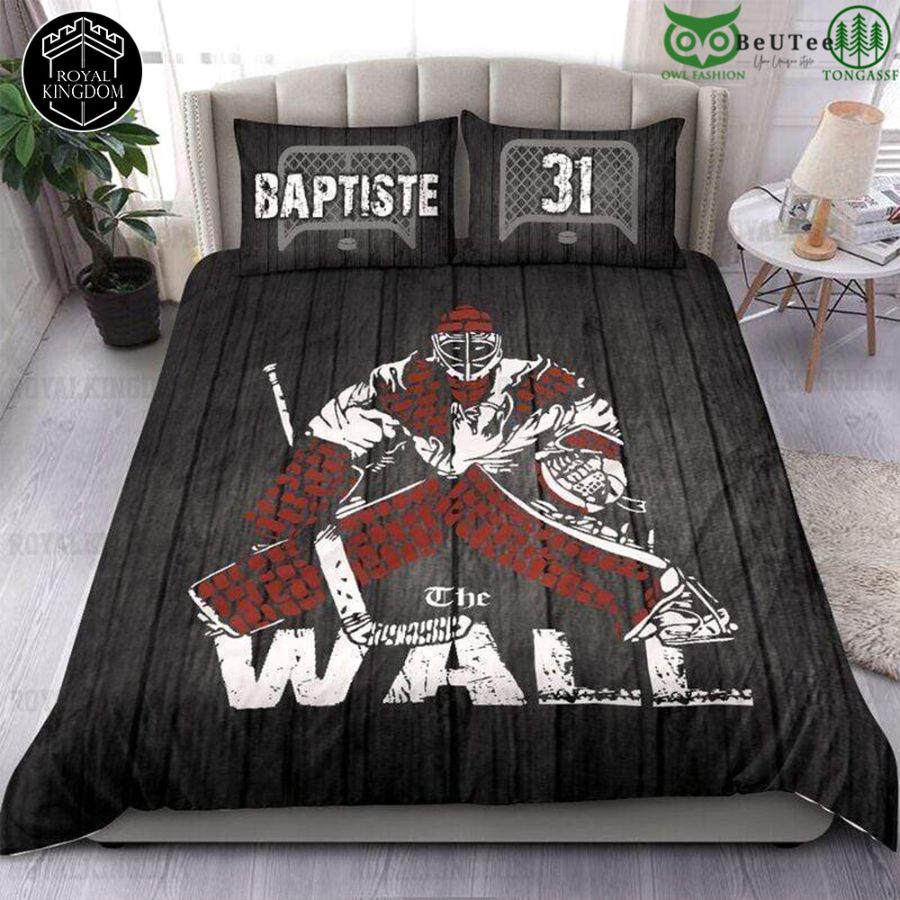 Custom Ice Hockey Bedding Set Brick Wall Defenceman