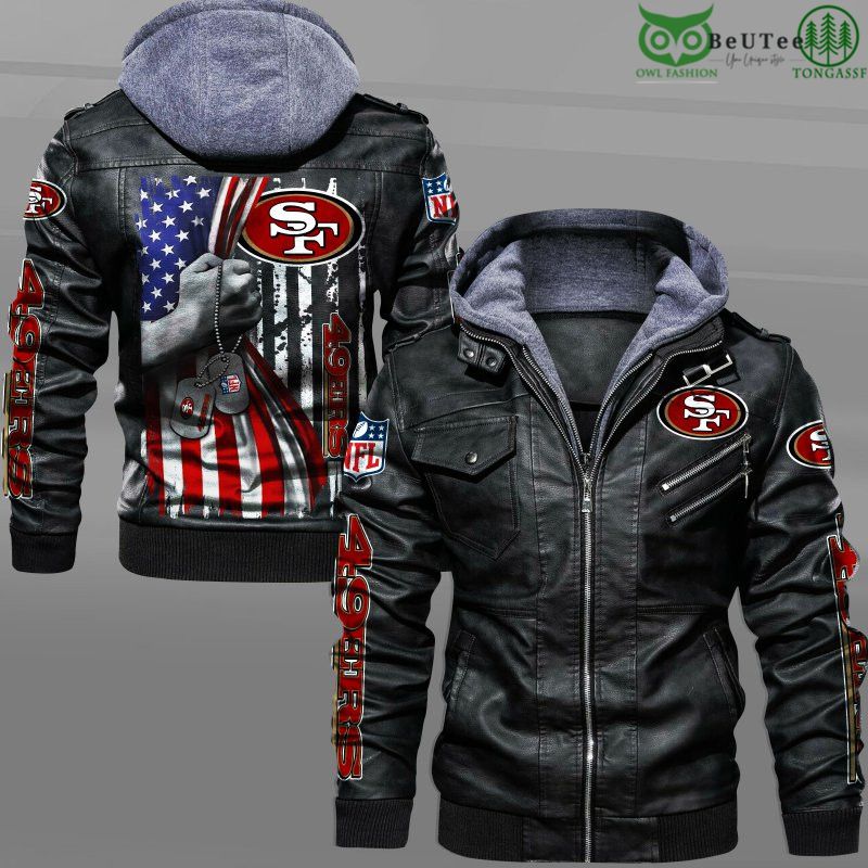 San Francisco 49ers American Flag Veteran National Football League NFL 2D Leather  Jacket - Beuteeshop