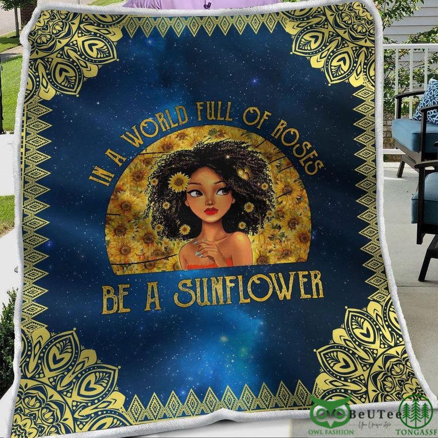 Black Girl Be A Sunflower Blanket