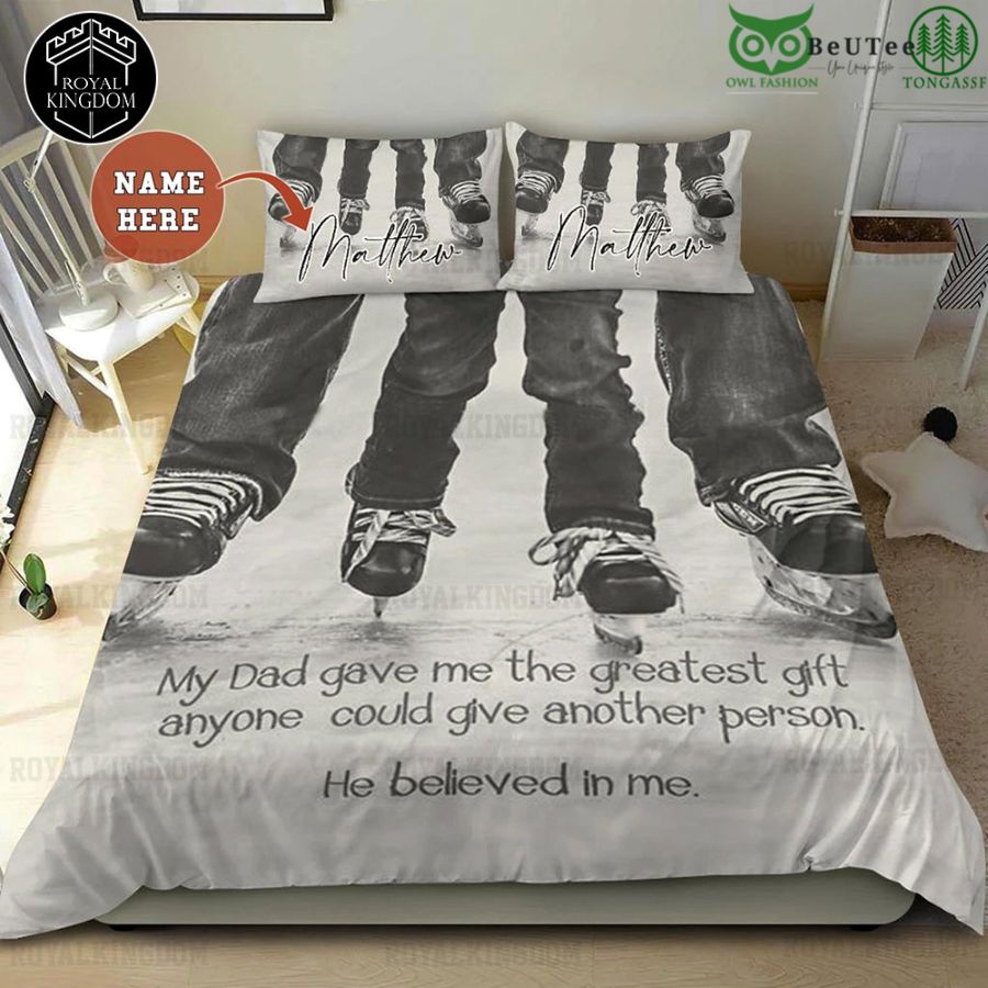 Custom Ice Hockey Bedding Set He Believed In Me Quote