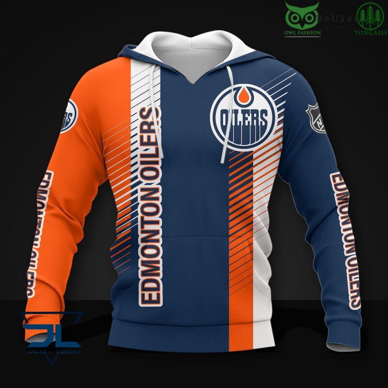 Fangifts Edmonton Oilers Limited NHL 3D Hoodie Sweatshirt Jacket