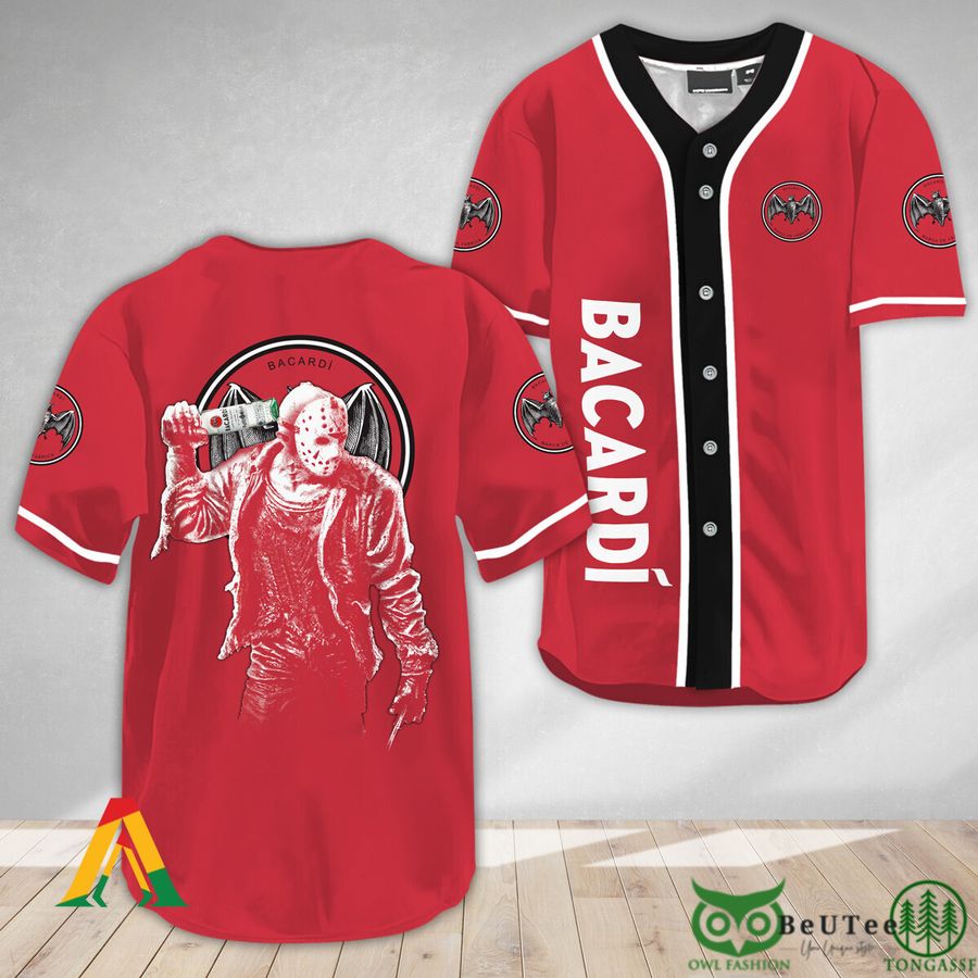 Horror Jason Voorhees Bacardi Rum Halloween Baseball Jersey