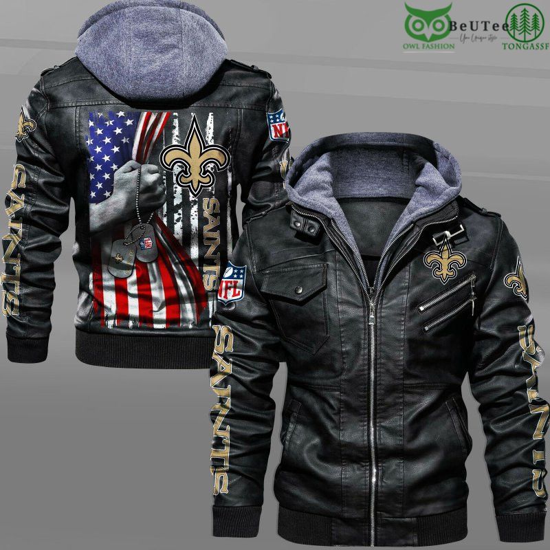 New Orleans Saints American Flag Veteran National Football League NFL 2D  Leather Jacket - Beuteeshop