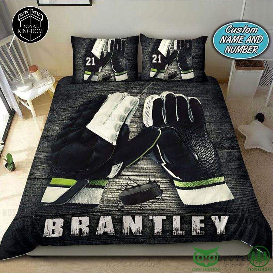 Custom Name Number Ice Hockey Gloves Bedding Set