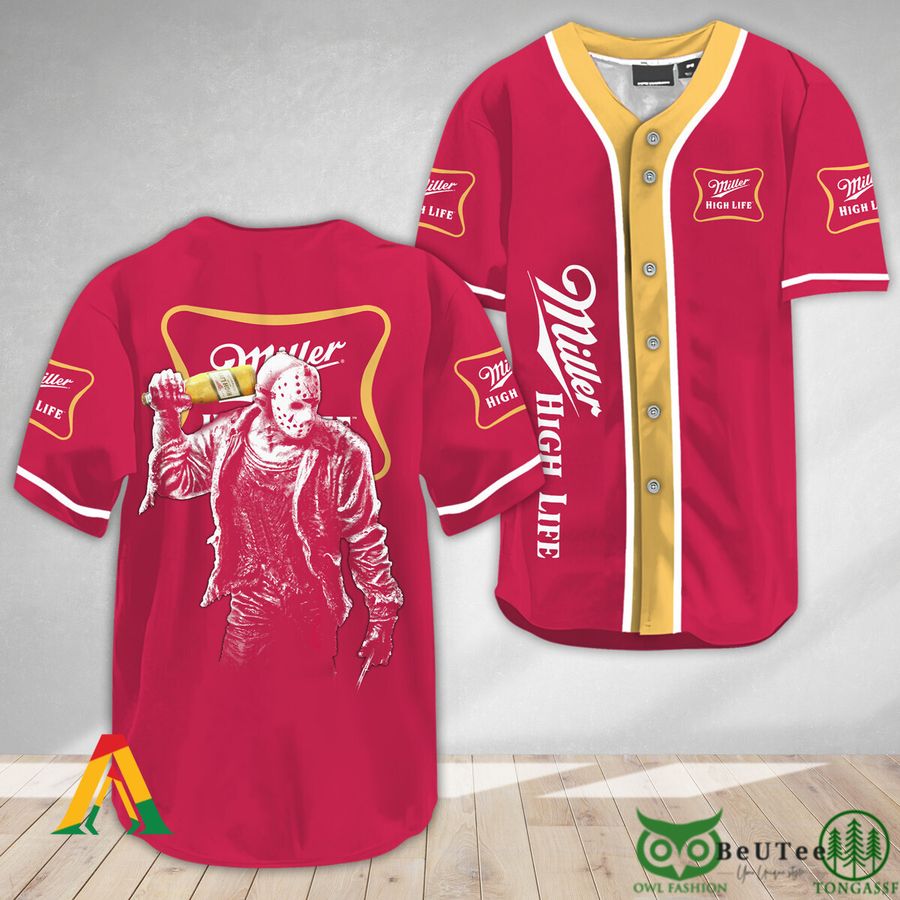 Horror Jason Voorhees Miller High Life Halloween Baseball Jersey