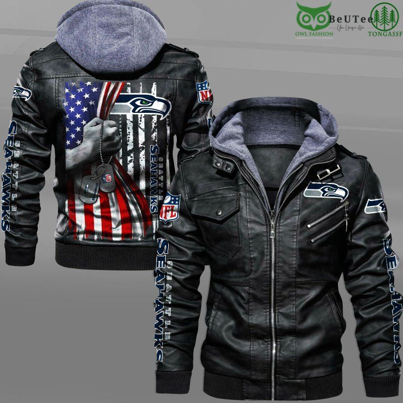 Seattle Seahawks American Flag Veteran National Football League NFL 2D Leather Jacket