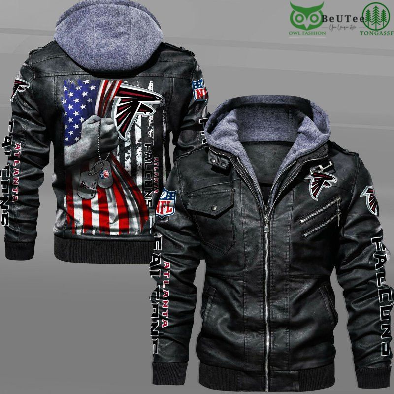 Atlanta Falcons American Flag Veteran National Football League NFL 2D Leather Jacket