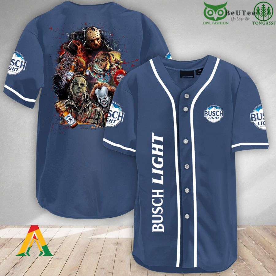 Halloween Horror Characters Busch Light Baseball Jersey Shirt