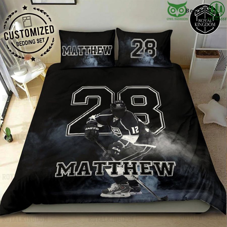 Custom Ice Hockey Dark Vibe Bedding Set 