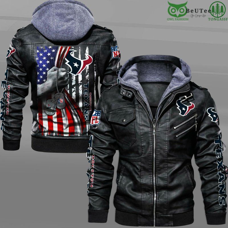 Houston Texans American Flag Veteran National Football League NFL 2D Leather Jacket