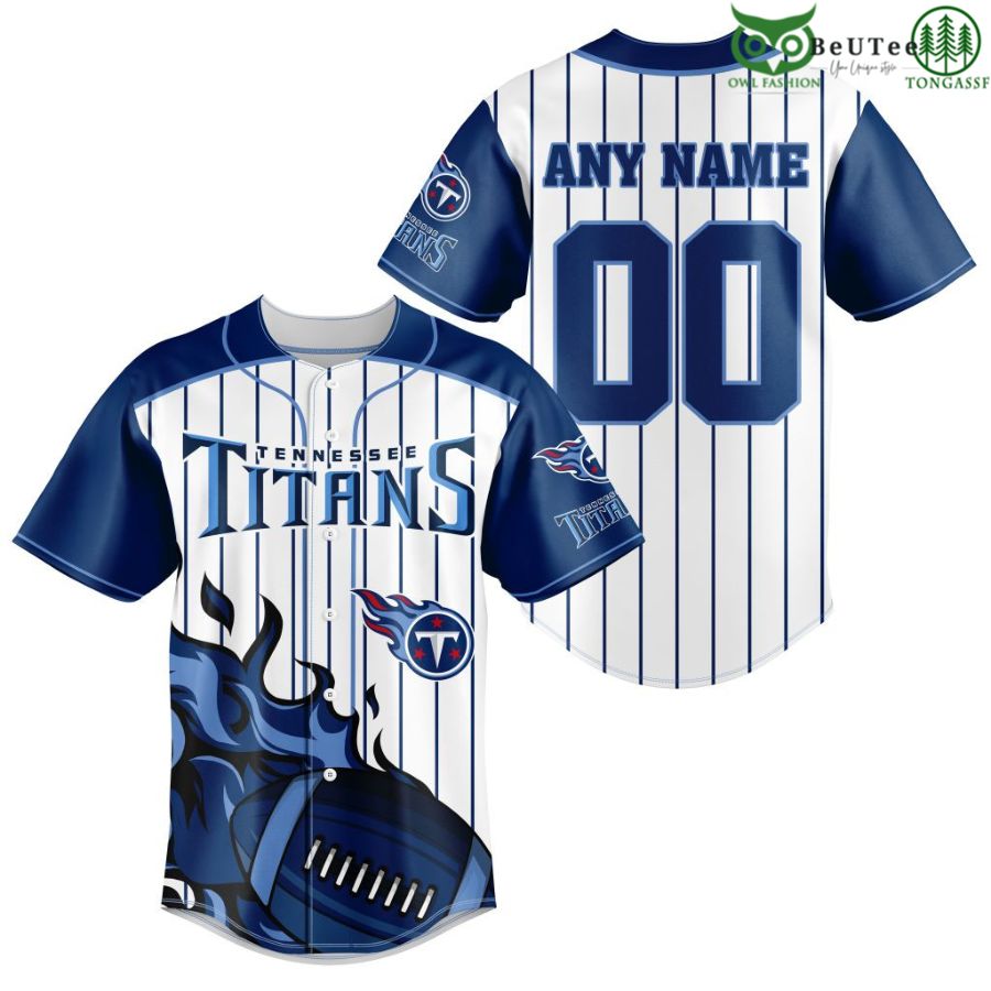 NFL Tennessee Titans Custom Name And Number Ball Fire Baseball Jersey Shirt