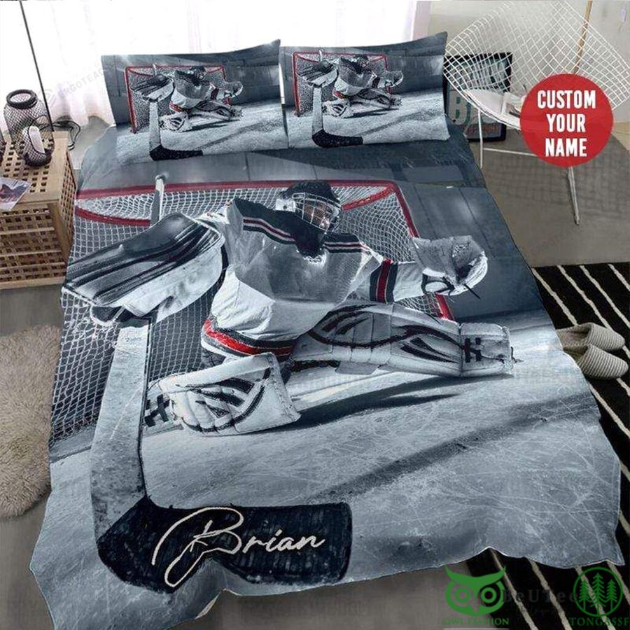 Custom Name Ice Hockey Outfit Bedding Set