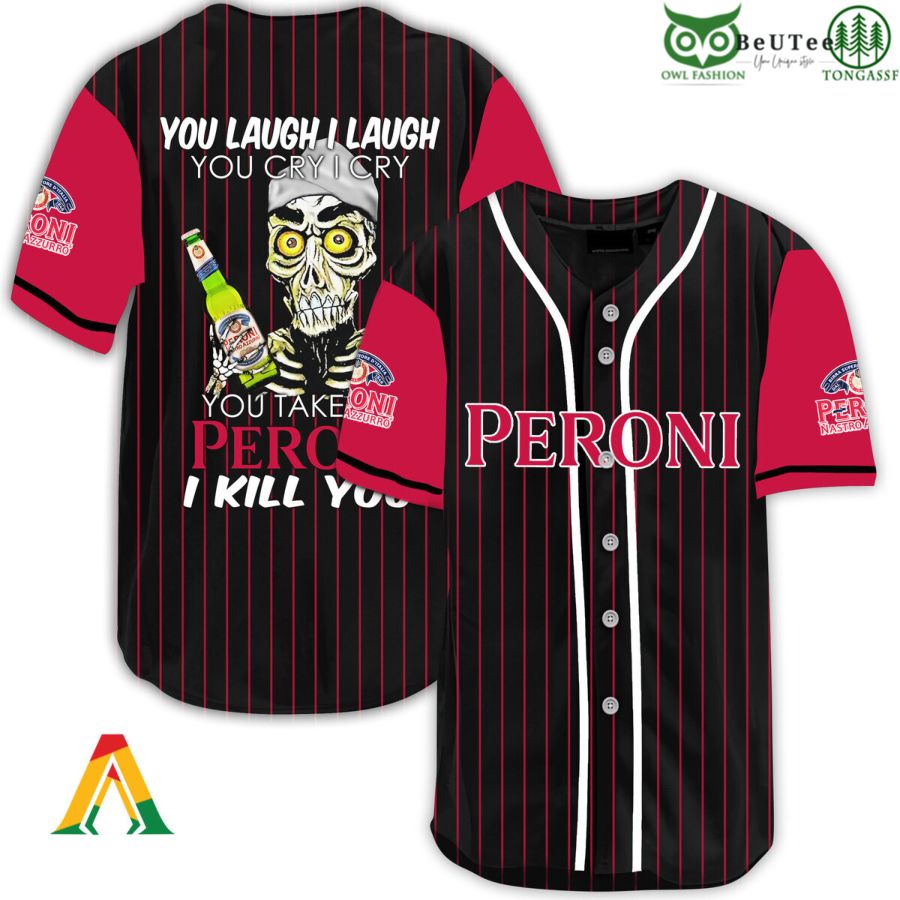 Laugh Cry Take My Peroni Beer I Kill You Halloween Baseball Jersey Shirt