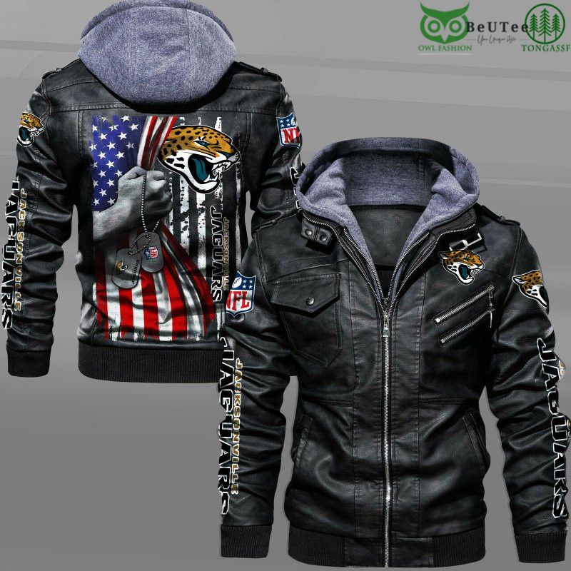 Jacksonville Jaguars American Flag Veteran National Football League NFL 2D Leather Jacket