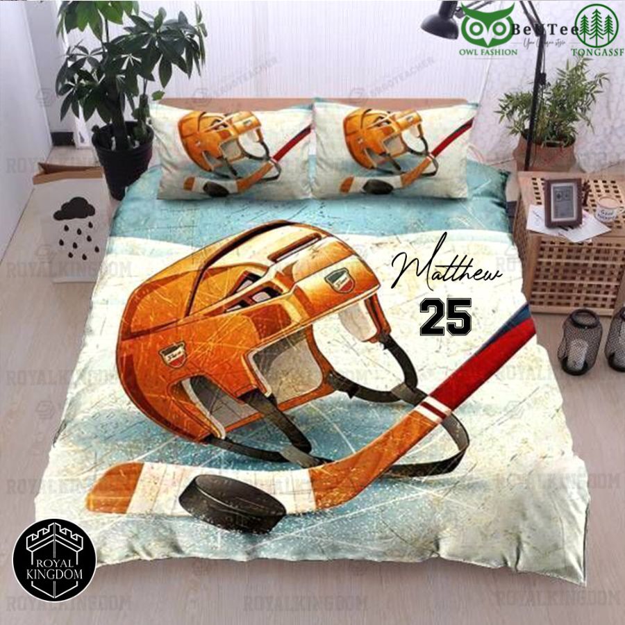 Custom Wooden Ice Hockey Items Bedding Set 