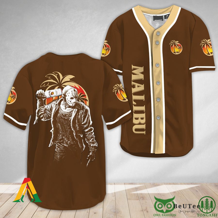 Horror Jason Voorhees Malibu Rum Halloween Baseball Jersey