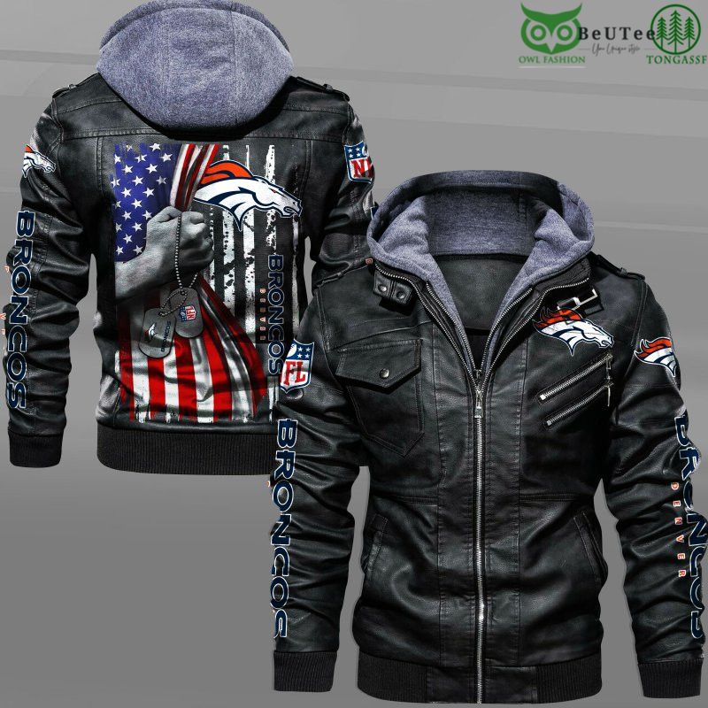 Denver Broncos American Flag Veteran National Football League NFL 2D Leather Jacket