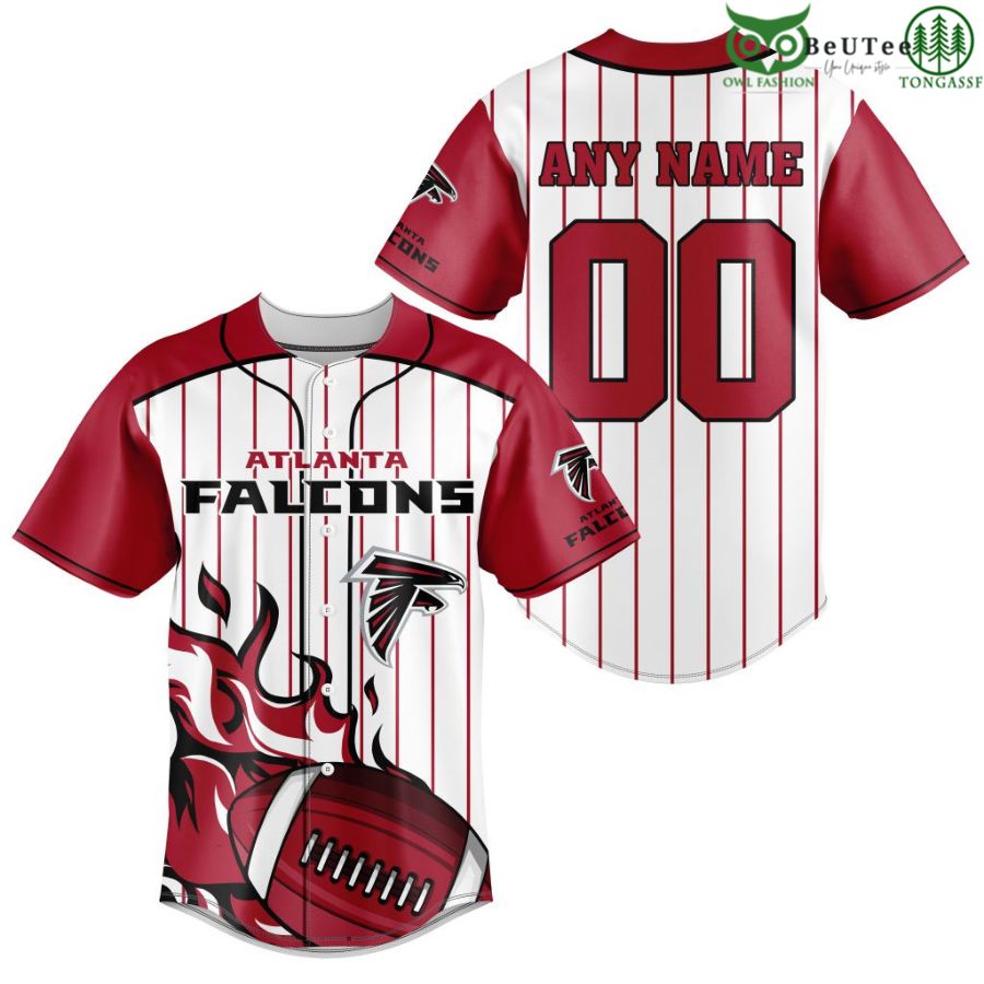 NFL Atlanta Falcons Custom Name And Number Ball Fire Baseball Jersey Shirt