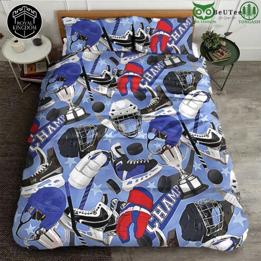 Sporty Vibe Custom Ice Hockey Bedding Set Hockey Champion