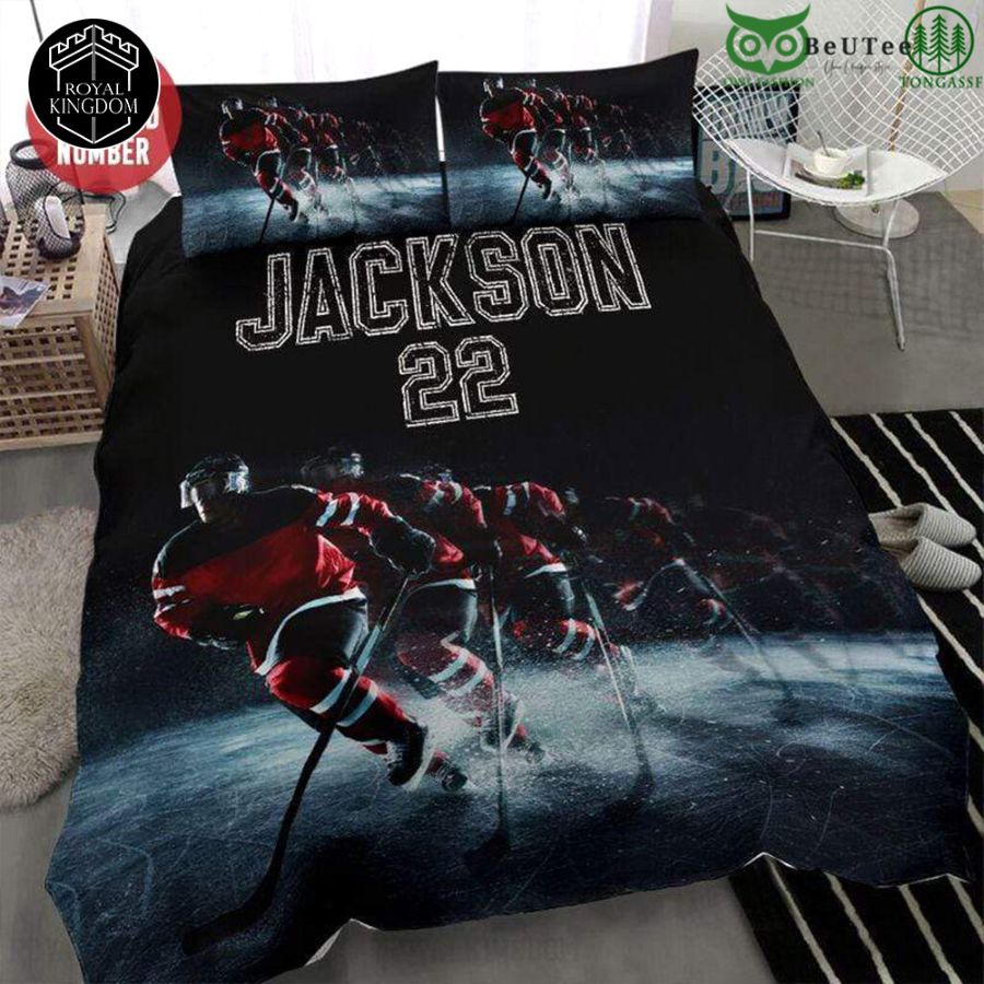 Ice Skates Attackers Custom Ice Hockey Bedding Set