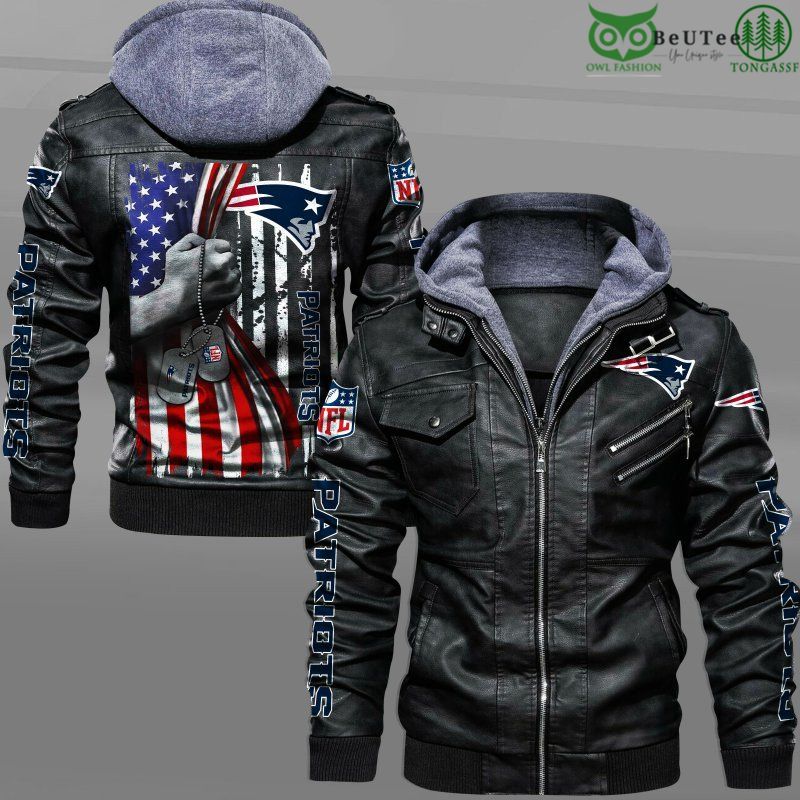 New England Patriots American Flag Veteran National Football League NFL 2D Leather Jacket
