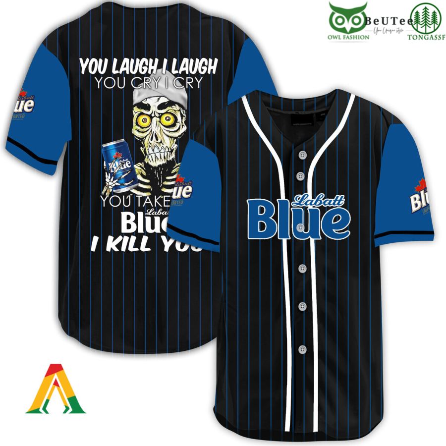 Laugh Cry Take My Labatt Blue I Kill You Halloween Baseball Jersey Shirt