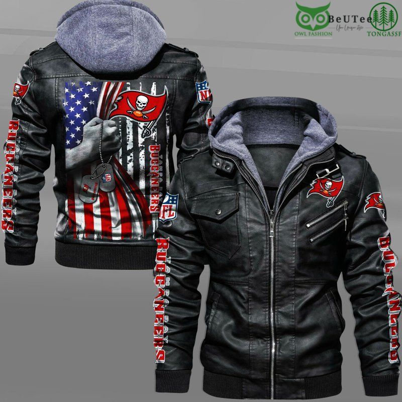 Tampa Bay Buccaneers American Flag Veteran National Football League NFL 2D Leather Jacket