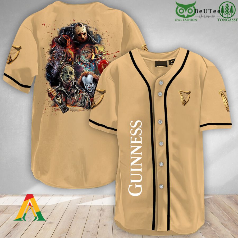 Halloween Horror Characters Guinness Beer Baseball Jersey Shirt