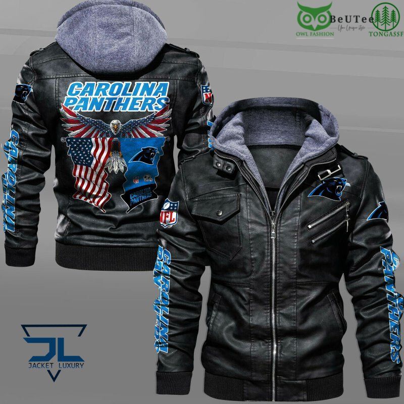 Carolina Panthers American Eagle Proud National Football League NFL 2D Leather Jacket