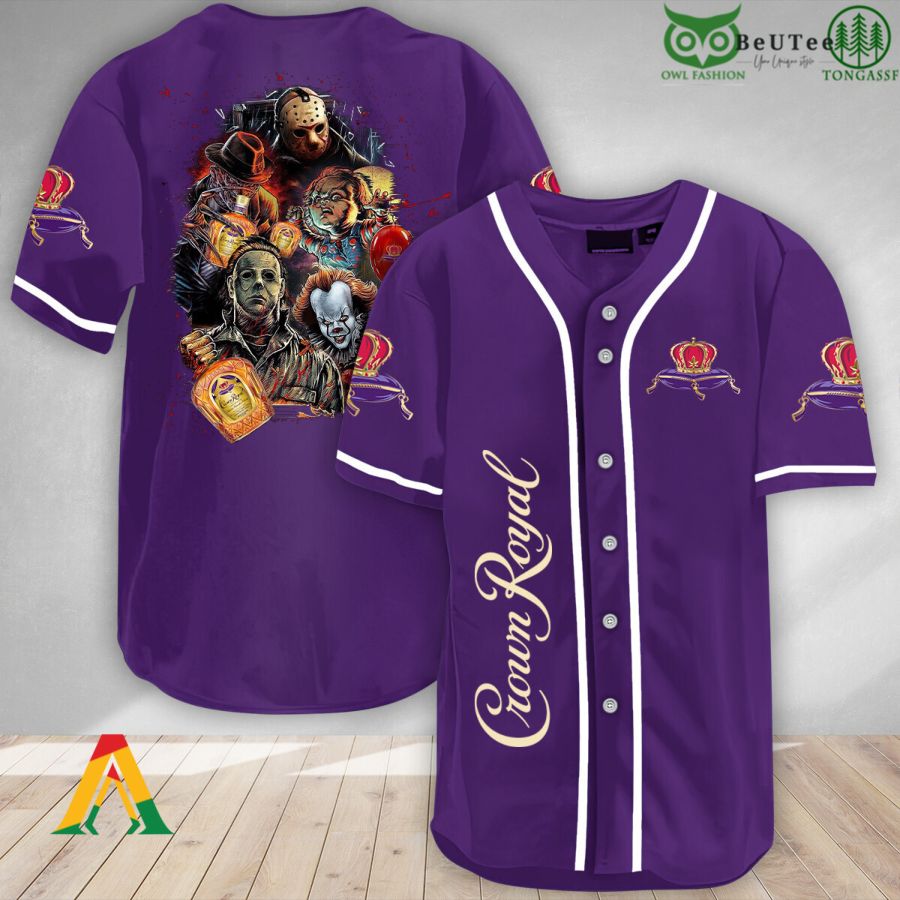 Halloween Horror Characters Crown Royal Baseball Jersey Shirt