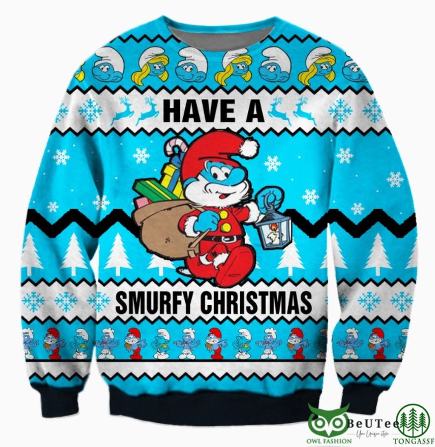 Smurfy Symbol 3D Christmas Ugly Sweater