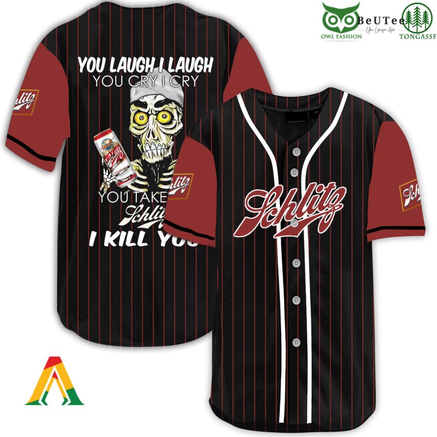 Laugh Cry Take My Schlitz Beer I Kill You Halloween Baseball Jersey Shirt