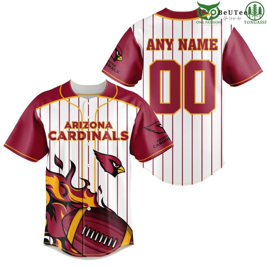 NFL Arizona Cardinals Custom Name And Number Ball Fire Baseball Jersey Shirt