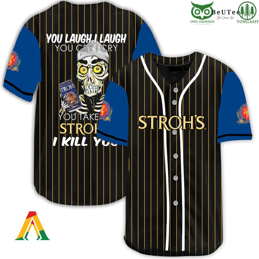 Laugh Cry Take My Stroh's Beer I Kill You Halloween Baseball Jersey Shirt