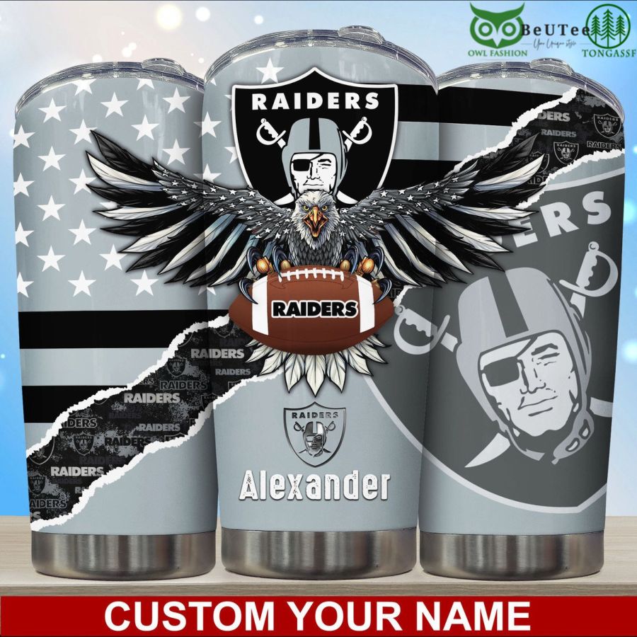 Oakland Raiders American Eagle Proud Personalized Tumbler