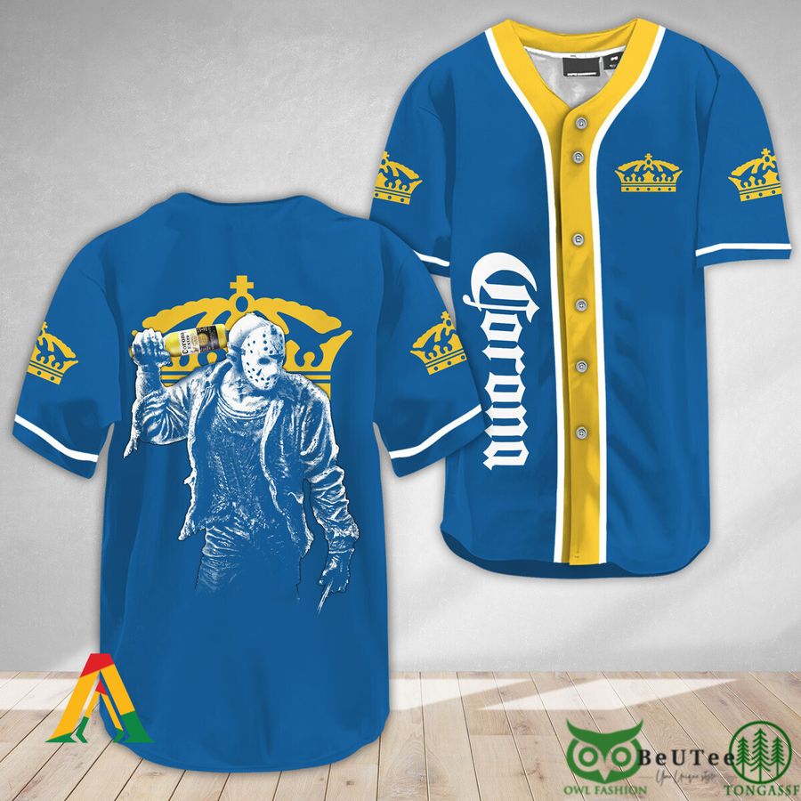 Horror Jason Voorhees Corona Extra Beer Halloween Baseball Jersey