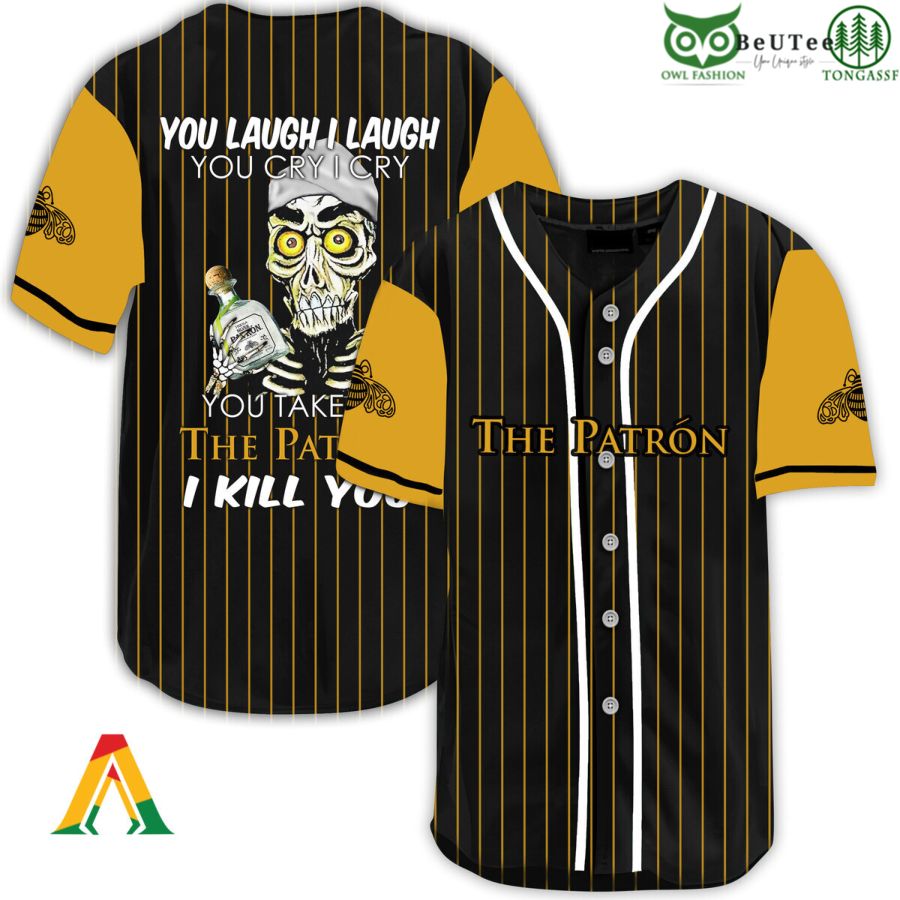 Laugh Cry Take My Patron Tequila I Kill You Halloween Baseball Jersey Shirt