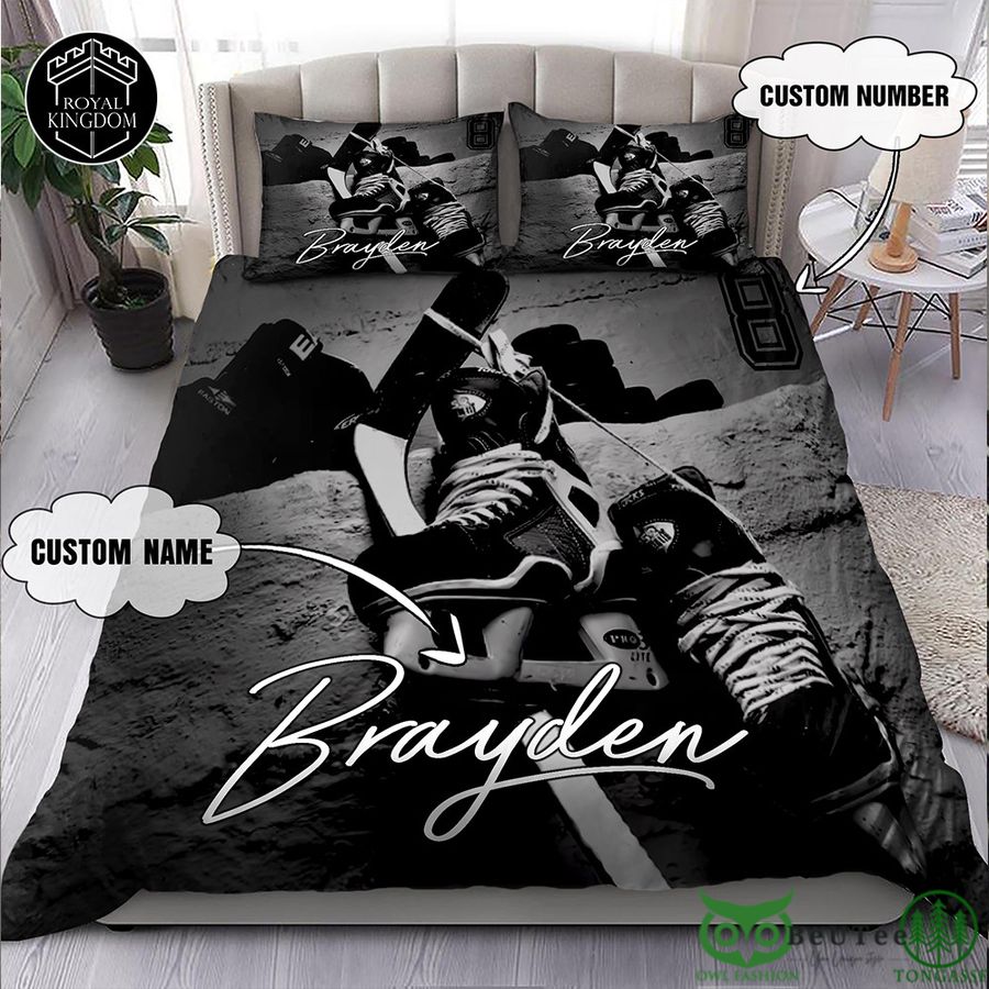 Custom Name Number Ice Hockey Equipment Bedding Set