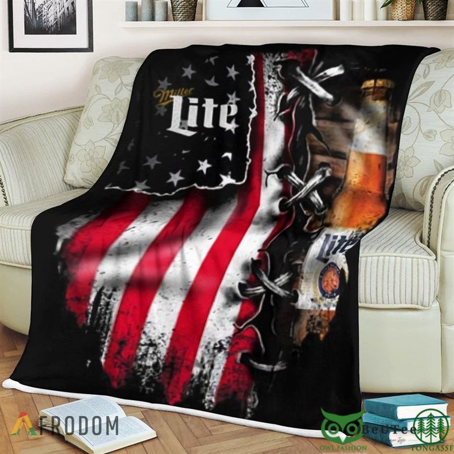 USA Flag Miller Lite Blanket
