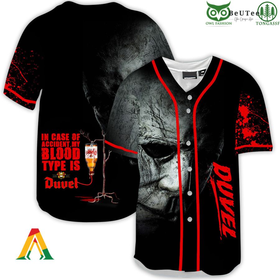 Halloween Horror Michael Myers Duvel Beer Baseball Jersey Shirt