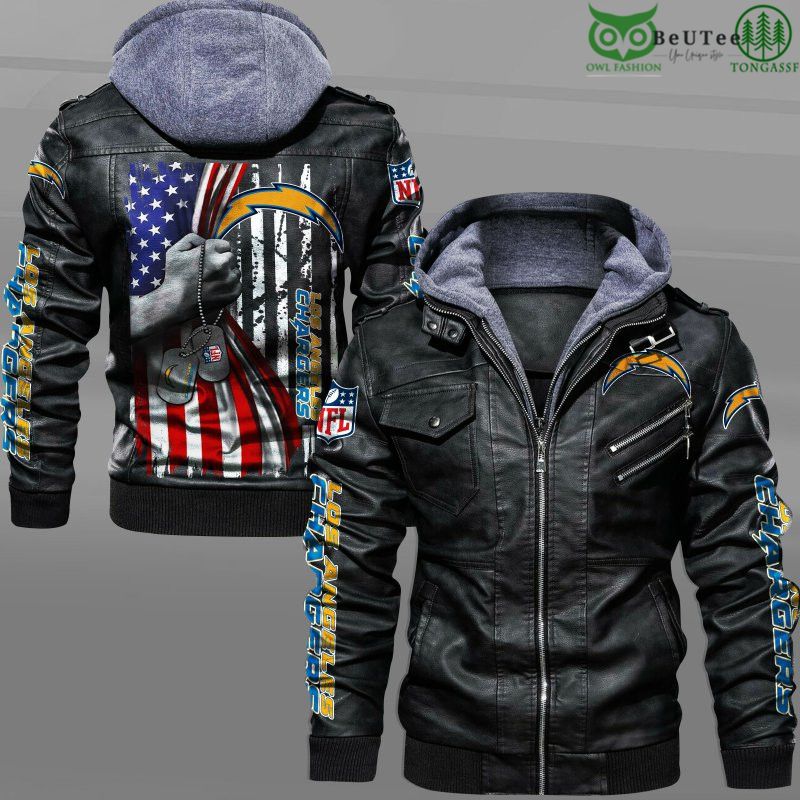 Los Angeles Chargers American Flag Veteran National Football League NFL 2D Leather Jacket
