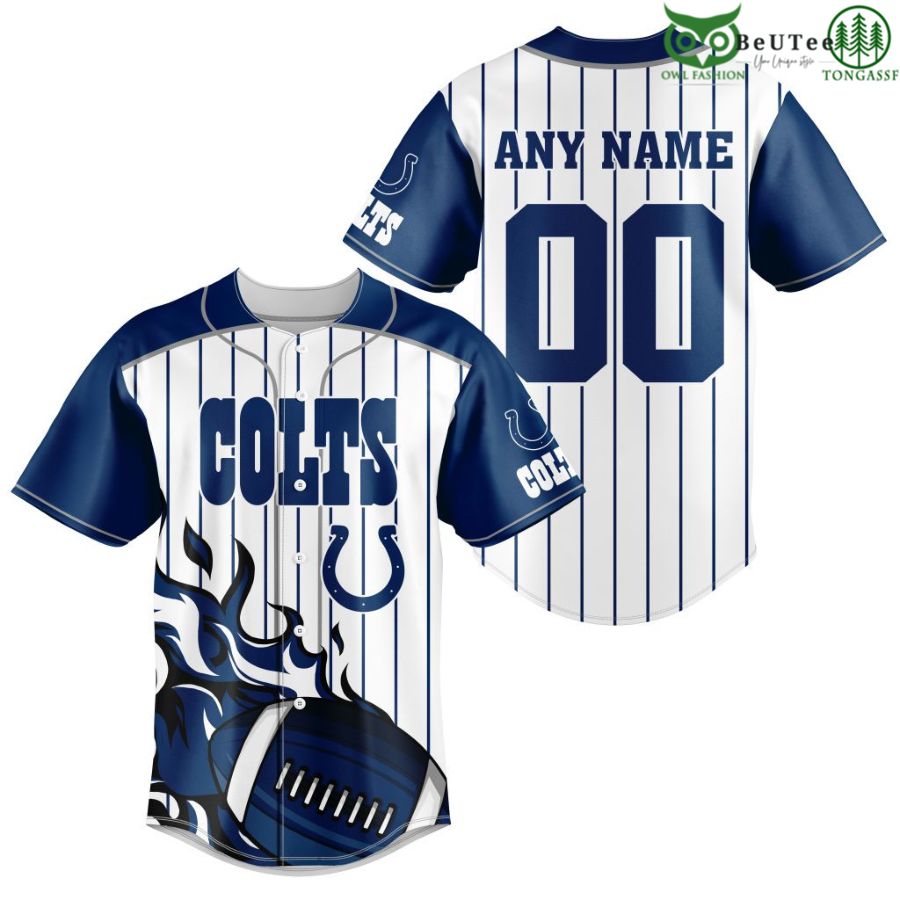 NFL Indianapolis Colts Custom Name And Number Ball Fire Baseball Jersey Shirt