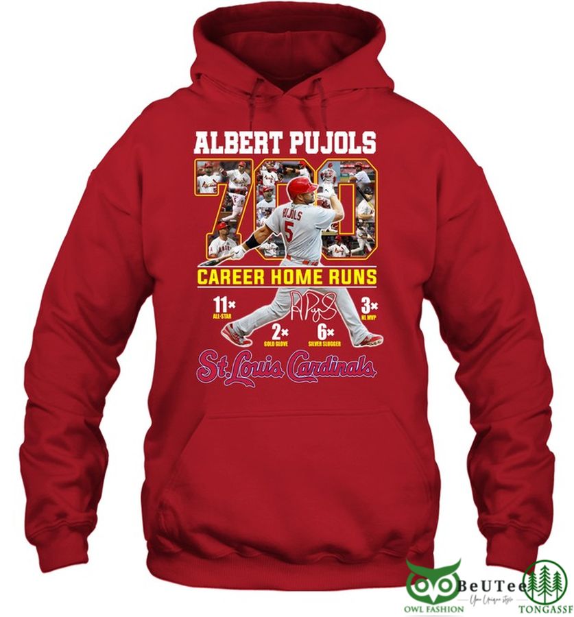St Louis Cardinals Albert Pujols MLB 700 home runs 2D hoodie
